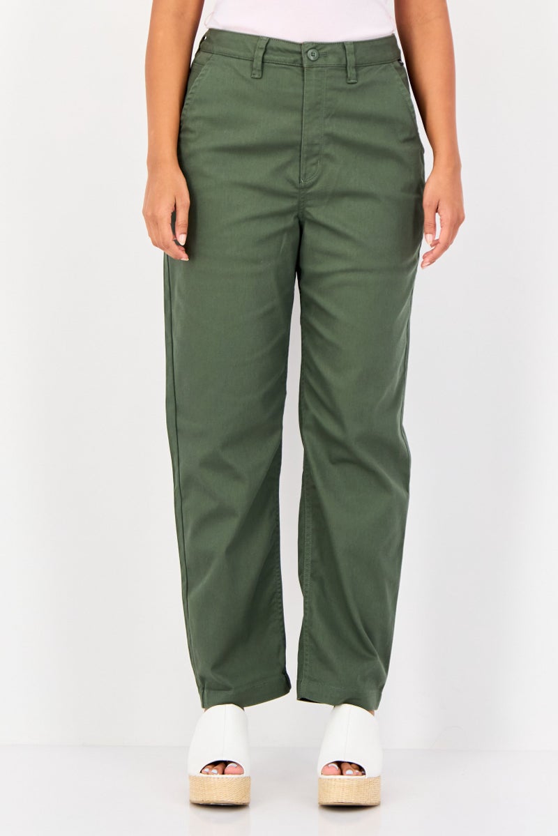 VANS Women Regular Fit Solid Chino Pants, Olive - Image 1